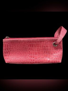 Pink Croc-Embossed Clutch